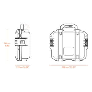liFePO4 24V 20Ah Lithium Battery Carry Case Kit Dimensions