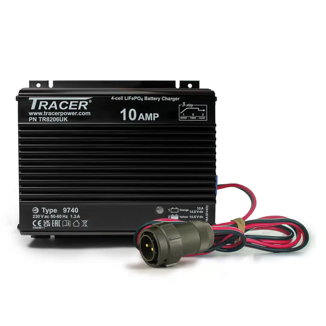 Tracer 12V 10A LiFePO4 Fast Charger with Amphenol Plug - Tracer Power