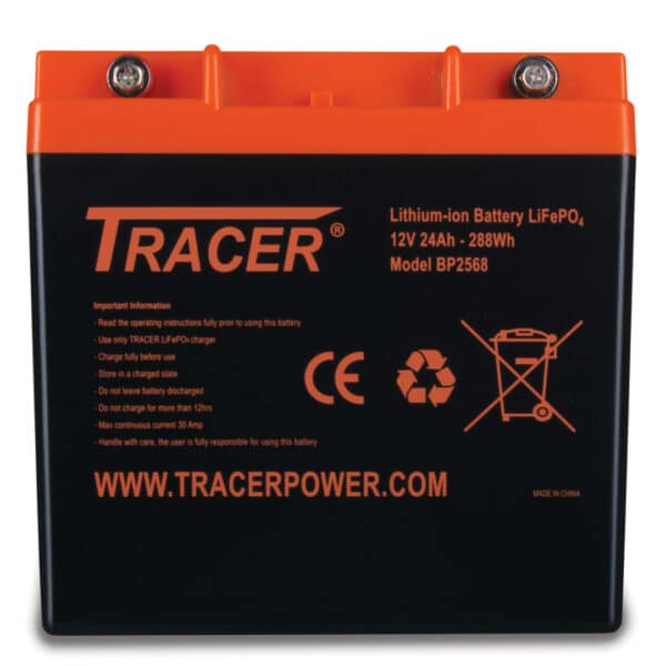Tracer 12V 24Ah LiFePO4 Battery Pack with Grab Handle